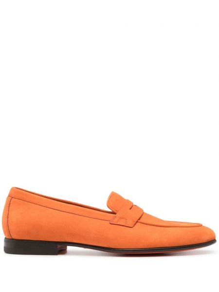 Loafers zamszowe Santoni pomarańczowe