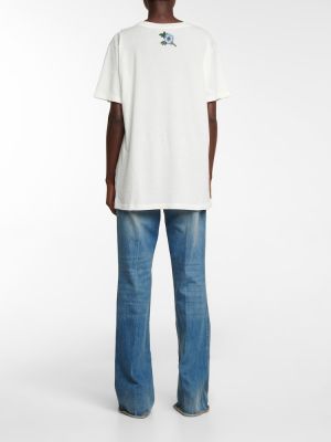 T-shirt en coton à imprimé Gucci blanc