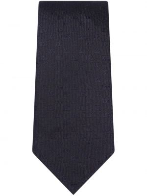 Жакардова копринена вратовръзка Dolce & Gabbana синьо