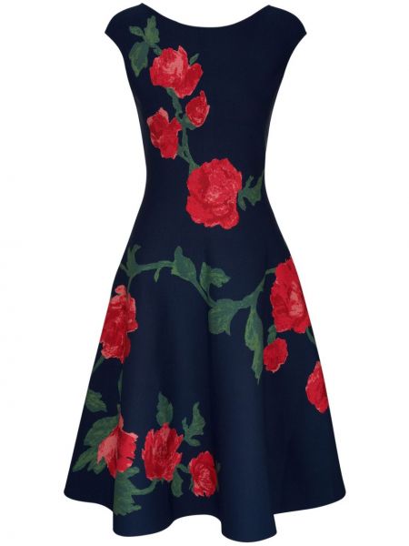Коктейлна рокля на цветя с принт Carolina Herrera