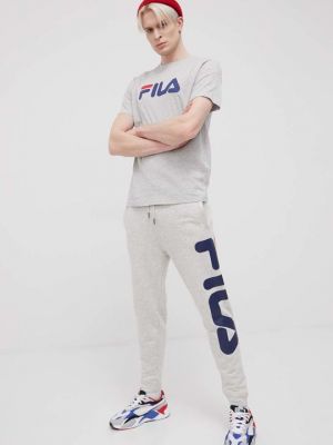 Хлопковая футболка Fila серая