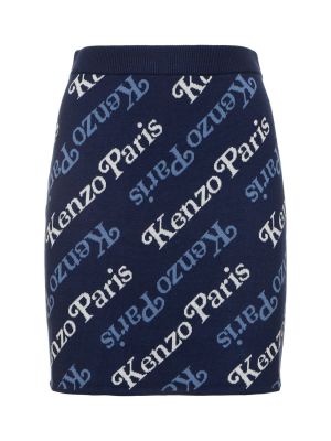 Βαμβακερή μάλλινη φούστα mini Kenzo Paris μπλε