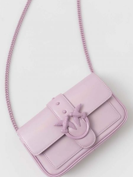 Usnjena pisemska torbica Pinko vijolična