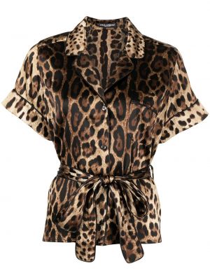 Chemise à imprimé léopard Dolce & Gabbana marron