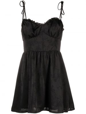 Φλοράλ κοκτέιλ φόρεμα ζακάρ Reformation μαύρο