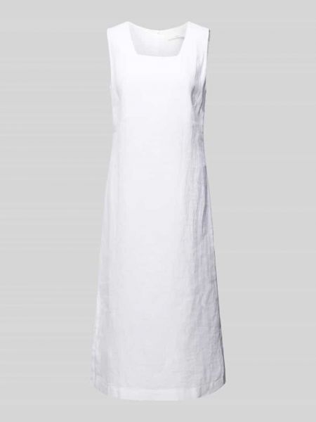 Lniana sukienka midi z dekoltem w łódkę Lanius biała