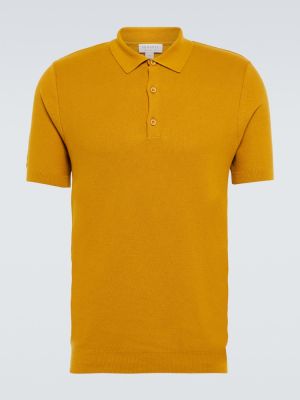 Bombažna polo majica Sunspel rumena