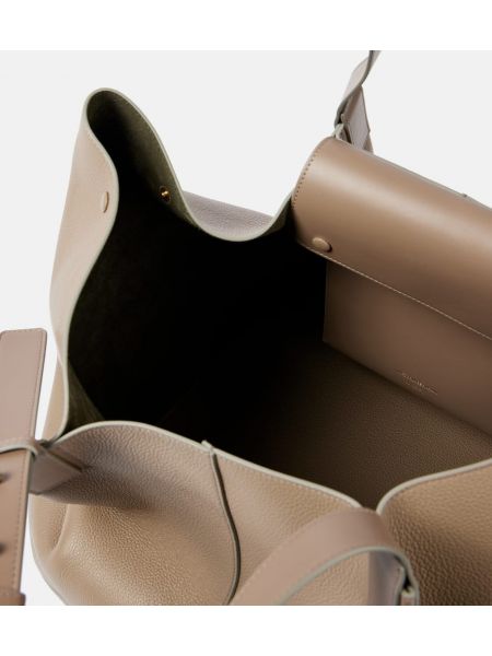 Usnjena nakupovalna torba Victoria Beckham siva