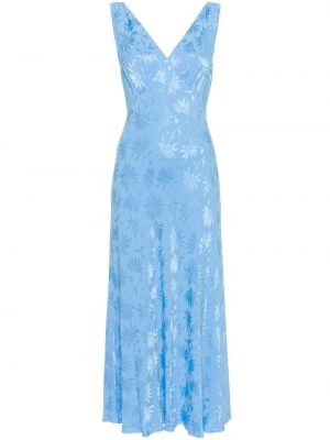 Μίντι φόρεμα με λαιμόκοψη v Rixo μπλε