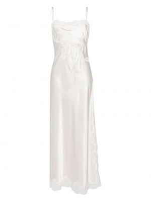 Μεταξωτή φόρεμα με δαντέλα Carine Gilson λευκό