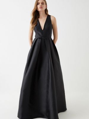 Длинное платье с бантом с глубоким декольте с карманами Coast черное