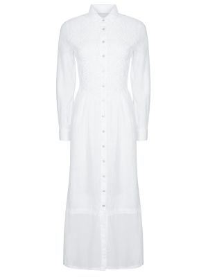 Платье с вышивкой 120% Lino, белое