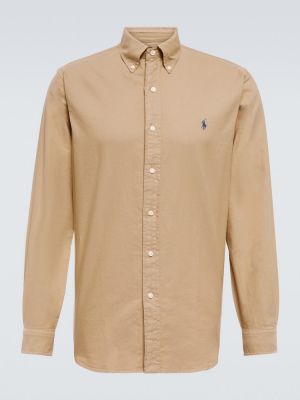 Памучна риза с дълъг ръкав Polo Ralph Lauren бежово
