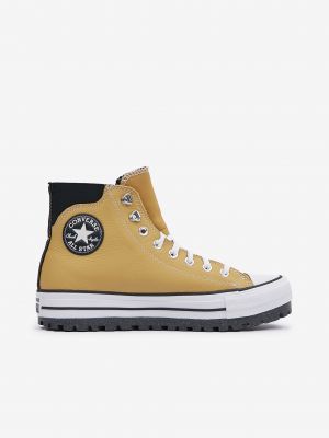 Csillag mintás bőr bőr sneakers Converse Chuck Taylor All Star sárga