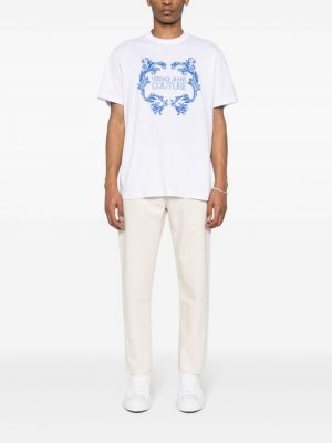 T-shirt en coton à imprimé Versace Jeans Couture blanc