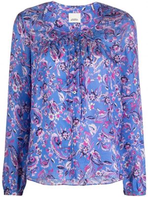 Bluza s cvetličnim vzorcem s potiskom Isabel Marant modra