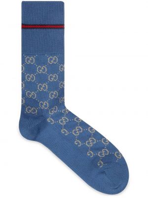 Bavlnené ponožky Gucci modrá