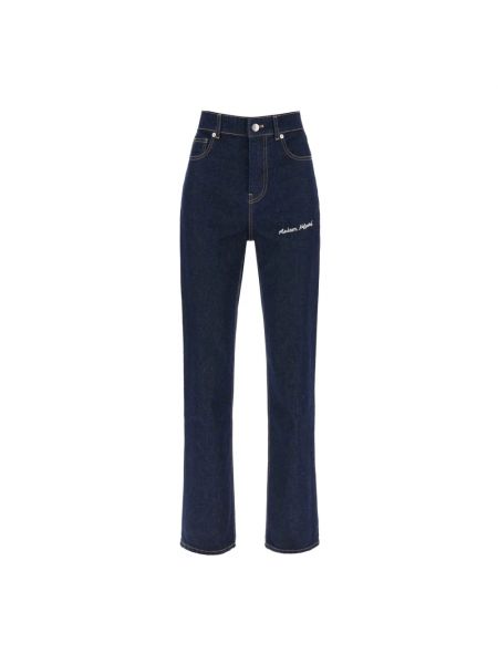 Niebieskie proste jeansy z wysoką talią Maison Kitsune