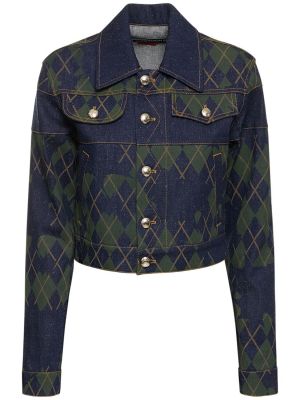Bombažna denim jakna z vzorcem srca Andersson Bell modra