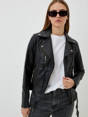 Кожаная куртка Basics & More черная
