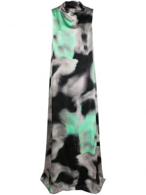 Drapované dlouhé šaty s potiskem s abstraktním vzorem Christian Wijnants