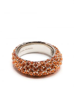 Žiedas su kristalais Amina Muaddi oranžinė