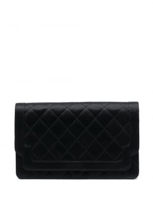 Prešívaná hodvábna listová kabelka Chanel Pre-owned čierna