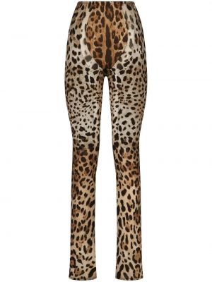 Pantaloni cu imagine cu model leopard Dolce & Gabbana maro