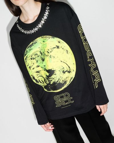 Camiseta manga larga de cristal Christopher Kane negro