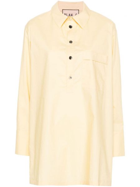Βαμβακερό πουκάμισο με κουμπιά Plan C κίτρινο