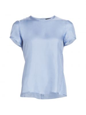 Шелковая блузка с рукавами-крылышками Giorgio Armani синий