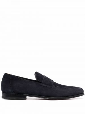 Loafers i mocka med slip-on Santoni blå