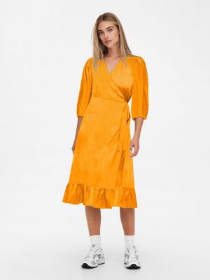 Satenska obleka Only oranžna