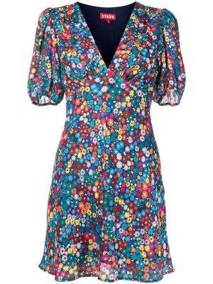 Mini haljina s cvjetnim printom s printom Staud plava