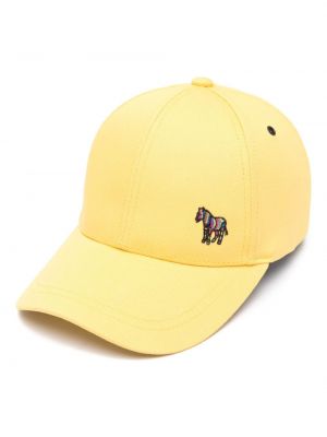 Medvilninis kepurė su snapeliu su zebro raštu Ps Paul Smith geltona