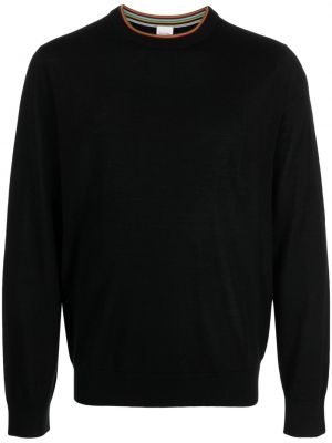 Вълнен пуловер от мерино вълна на райета Paul Smith черно