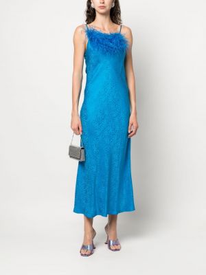 Suknele kokteiline be rankovių su plunksnomis Art Dealer mėlyna