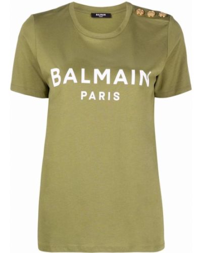 Camiseta con estampado Balmain verde