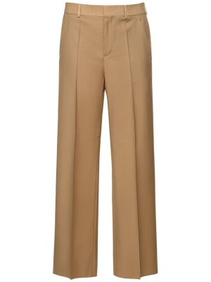 Mohérové vlněné rovné kalhoty Valentino béžové