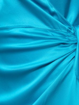 Vestido largo de raso de seda Ralph Lauren Collection azul