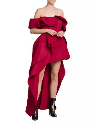 Платье с рюшами Alexander Mcqueen красное