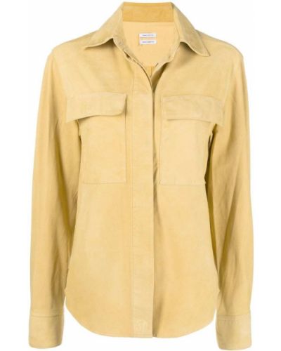 Велурена риза с копчета Saks Potts жълто