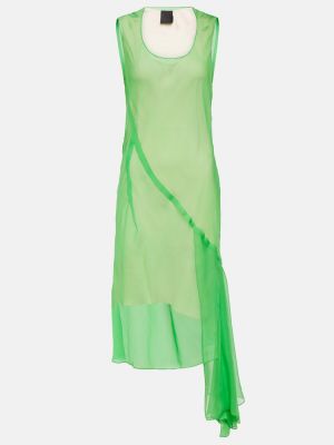 Rochie midi de mătase cu volane Givenchy verde