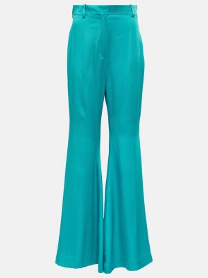 Атласные расклешенные брюки с высокой посадкой Nina Ricci синий