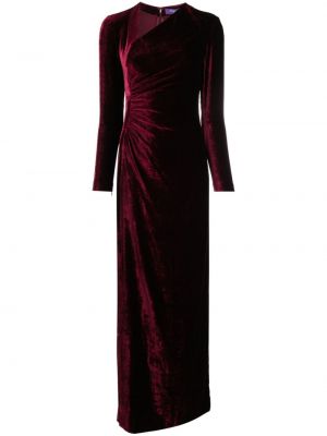 Zamatové koktejlkové šaty Ralph Lauren Collection červená