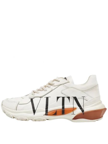 Sneakersy skórzane retro Valentino Vintage beżowe