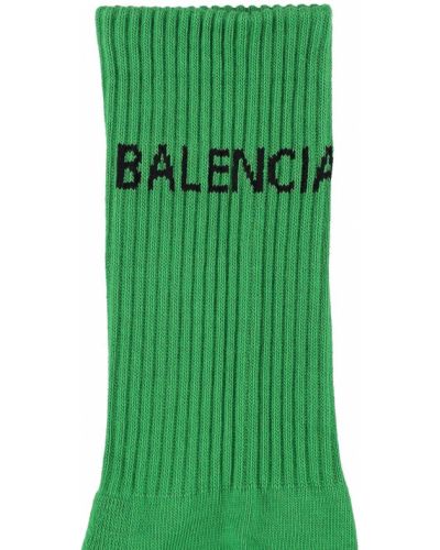 Bombažne nogavice iz žakarda Balenciaga zelena