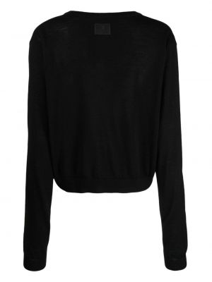 Vlněný svetr s výstřihem do v Nº21 černý