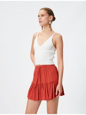 Viskózové mini sukně s volány Koton červené