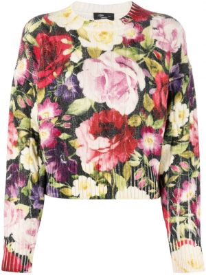 Trykt floral ull lang genser Blumarine grønn